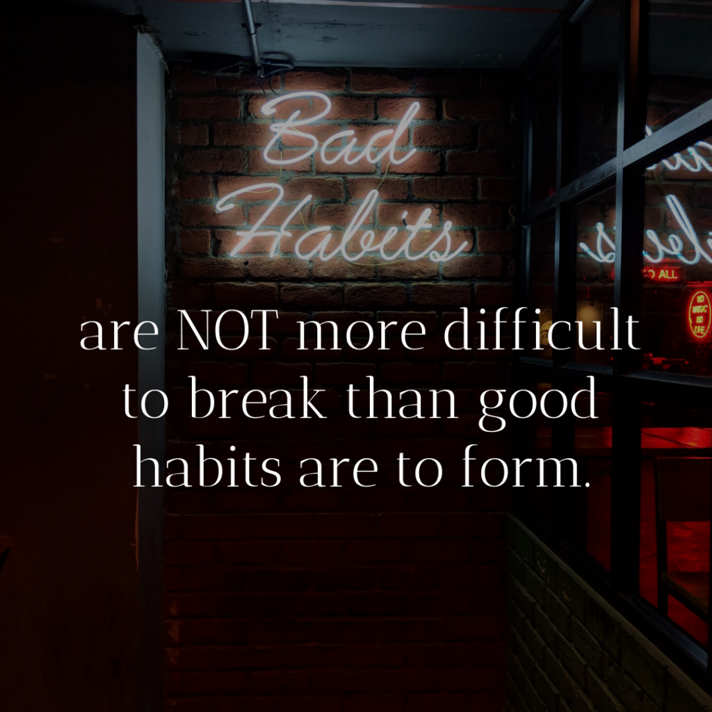 Neon text saying "Bad Habits" with text